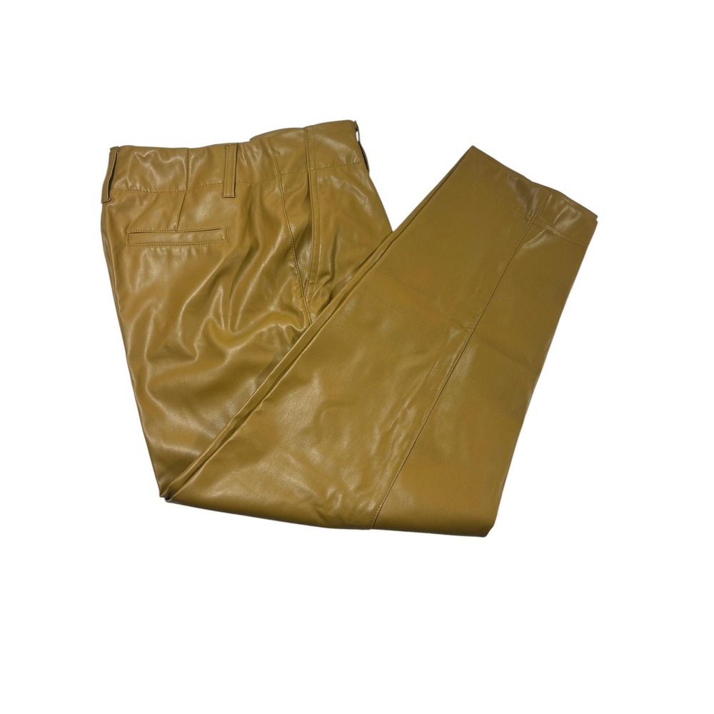 A New Day HighRise Wide Leg Faux Leather Pants Camel Tan Size8 Tailored Trousers
